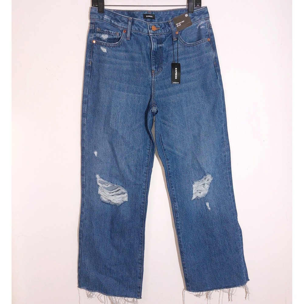 NWT Express Women's 90s Ankle Boot Mid Rise 11" Jeans Medium Wash Size 6R - Picture 6 of 13